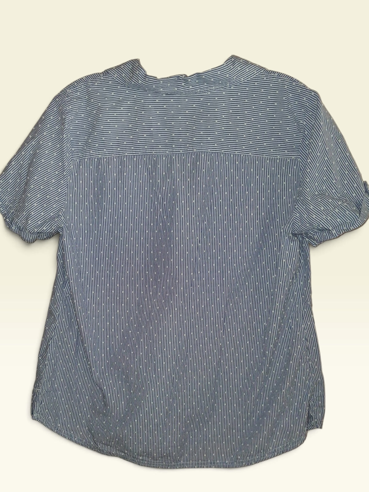 Karen Scott Blue & White Striped Cotton Blouse