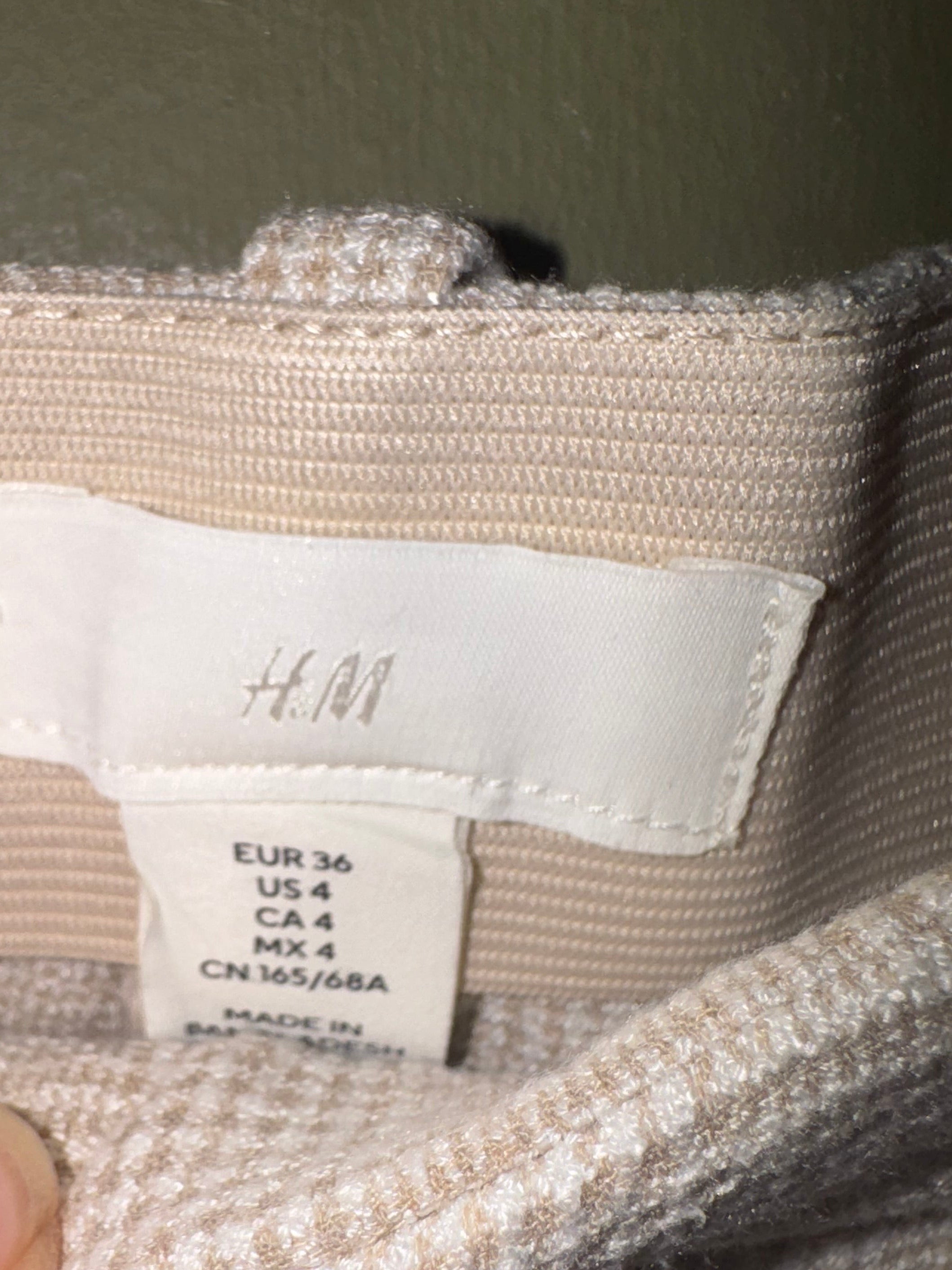 H&M Cream Plaid Ankle Trousers