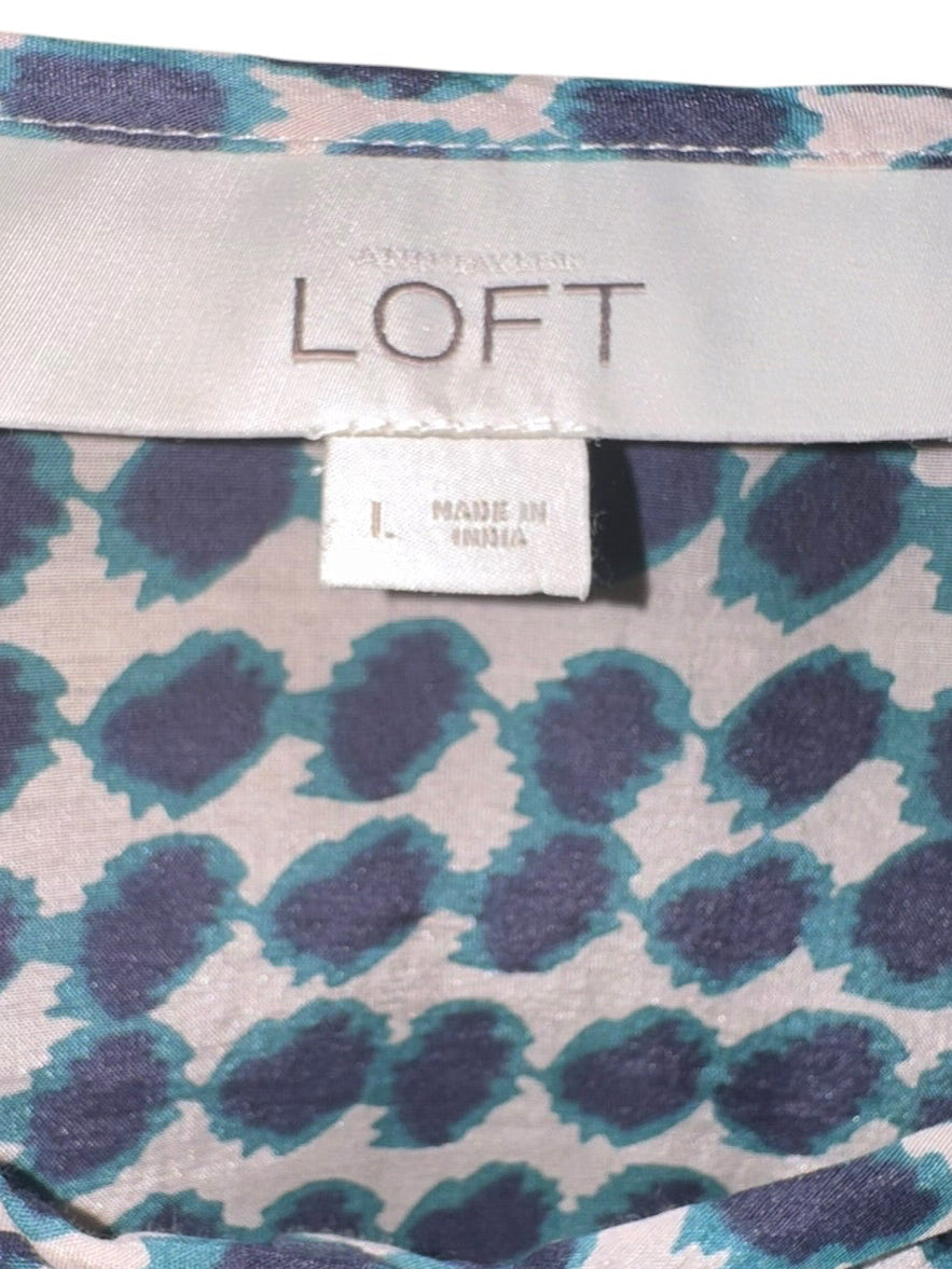 LOFT Blue and Teal Printed Blouse
