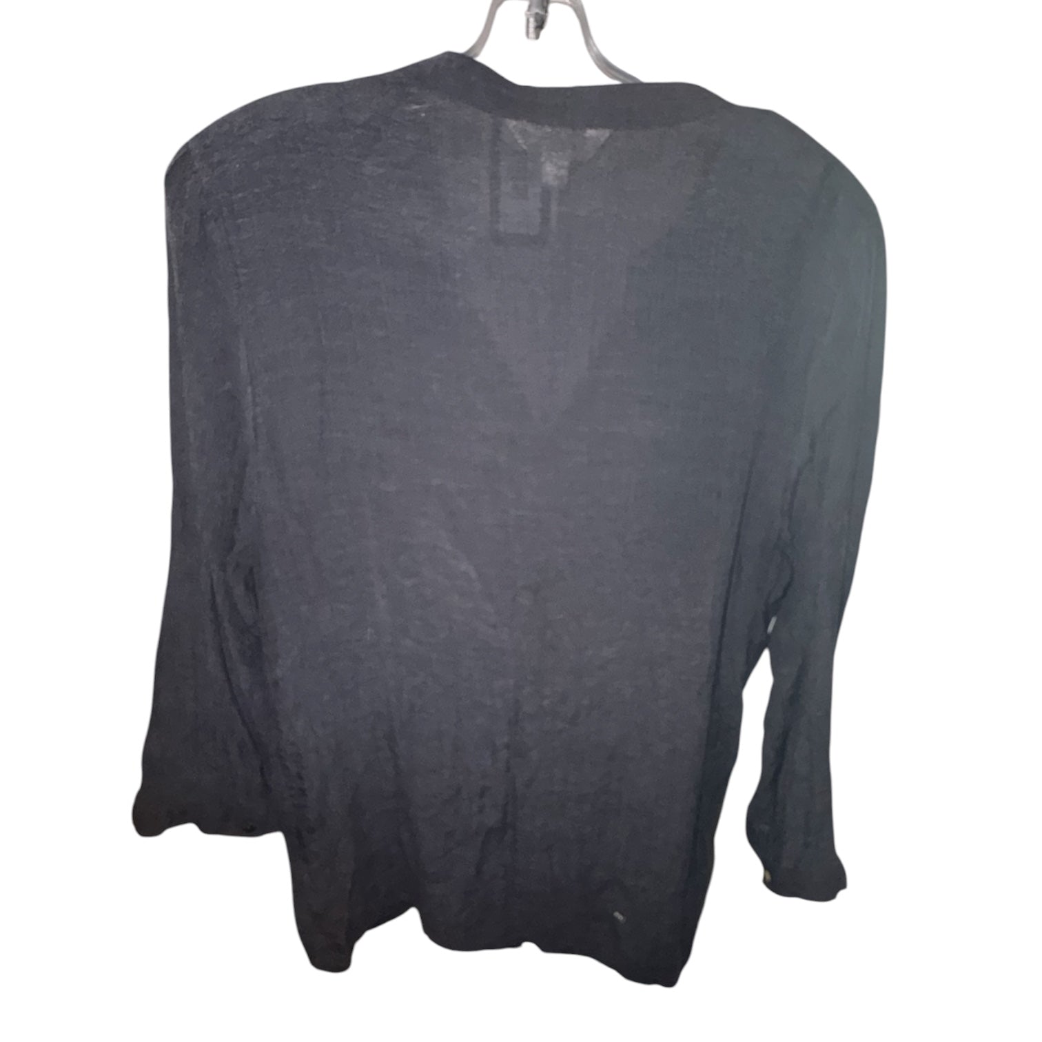Black Crinkle Sequin Button Front Cardigan
