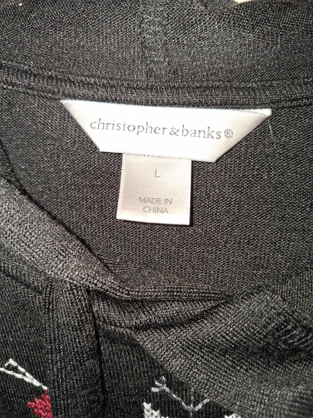 Christopher & Banks Black Folk Embroidered Pullover Hoodie
