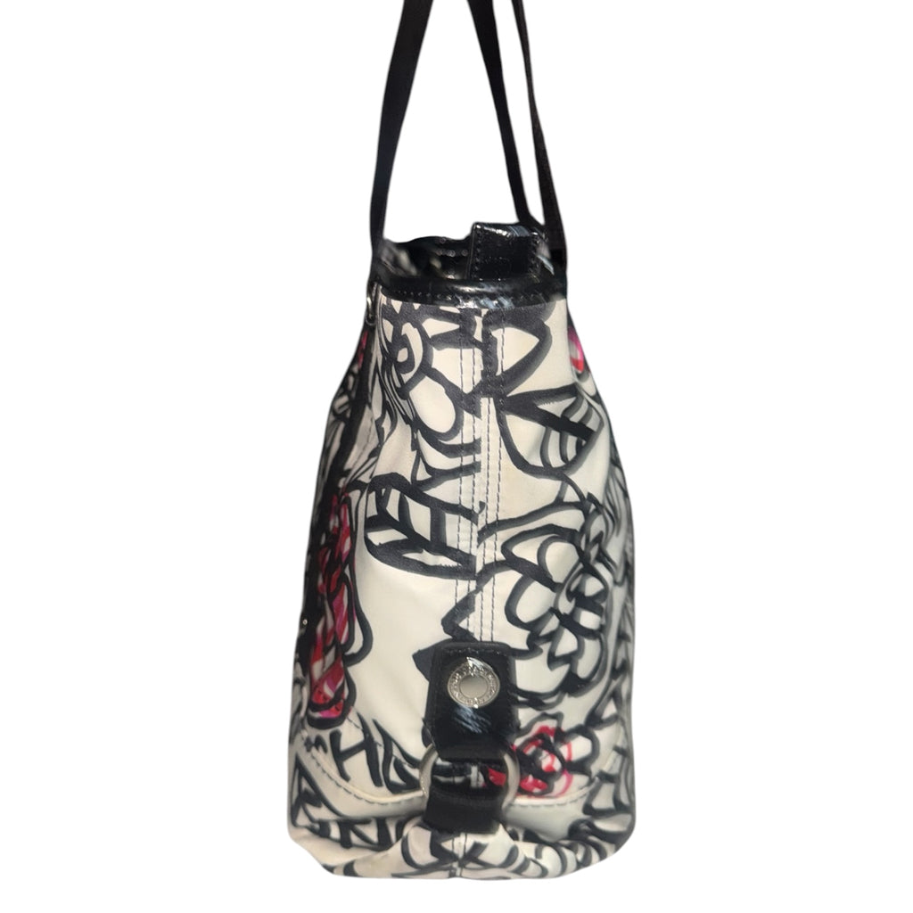 Coach Poppy Floral Graffiti Tote Bag | Canvas & Patent Trim | Pink Satin Lining Circa JULY 2011
