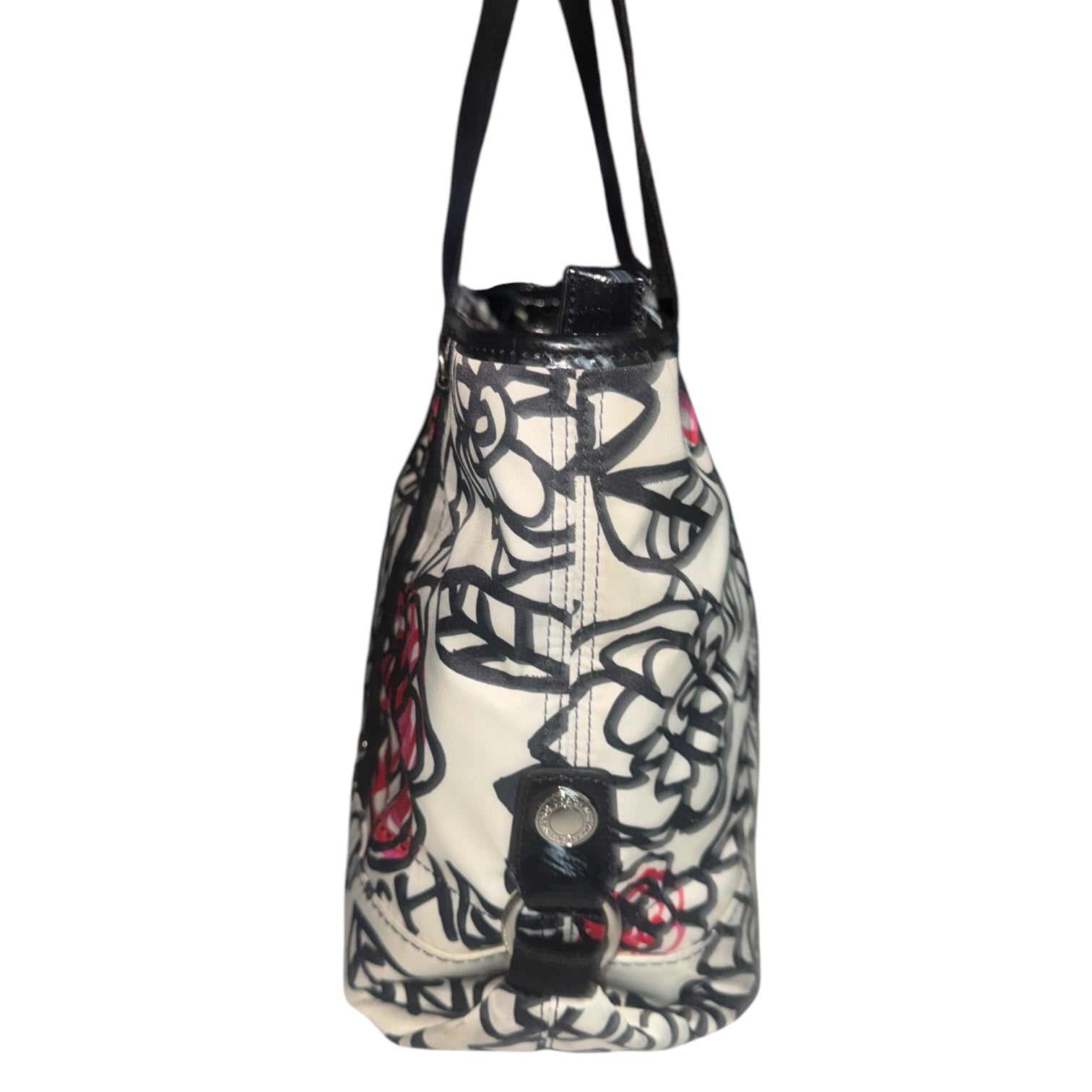 Coach Poppy Floral Graffiti Tote Bag | Canvas & Patent Trim | Pink Satin Lining Circa JULY 2011