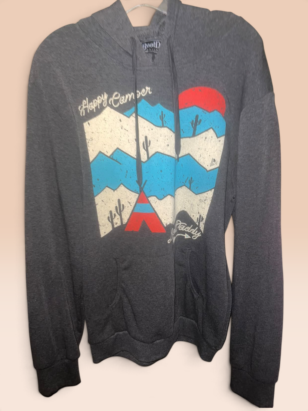 BootDaddy “Happy Camper” Charcoal Graphic Hoodie