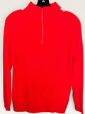 Red Ribbed Quarter-Zip Mock-Neck Sweater