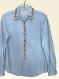 Cabin Creek Floral-Embroidered Chambray Shirt