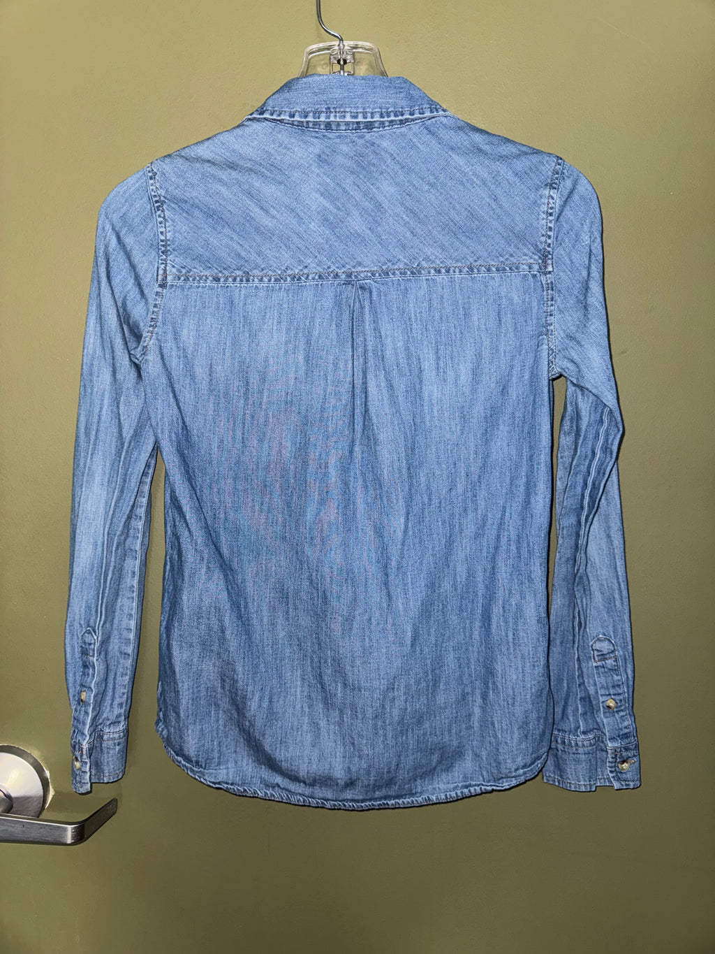 Talbots Light-Wash Denim Roll-Tab Shirt