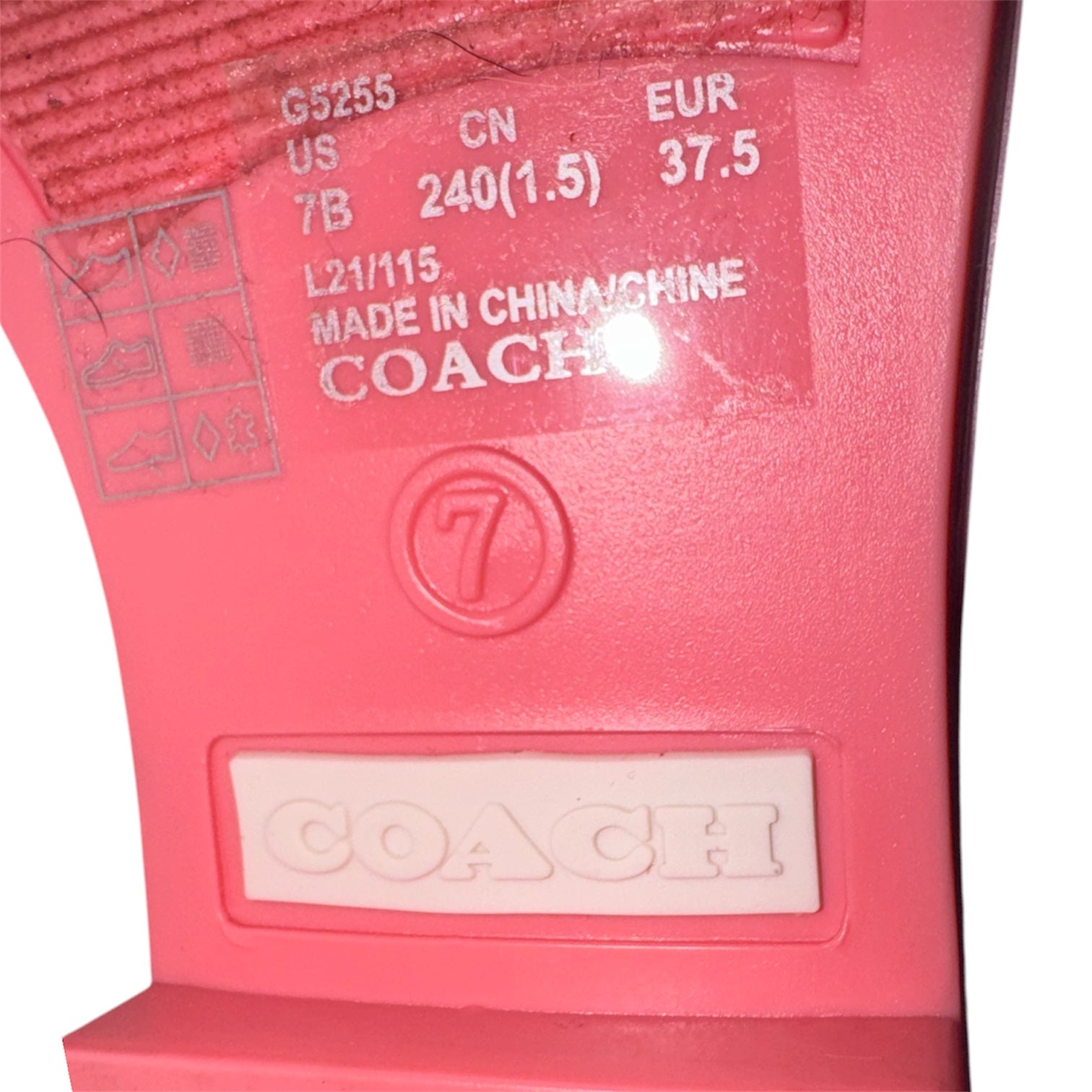 COACH Rivington Pink Monogram Sock-Top Ankle Rain Boots
