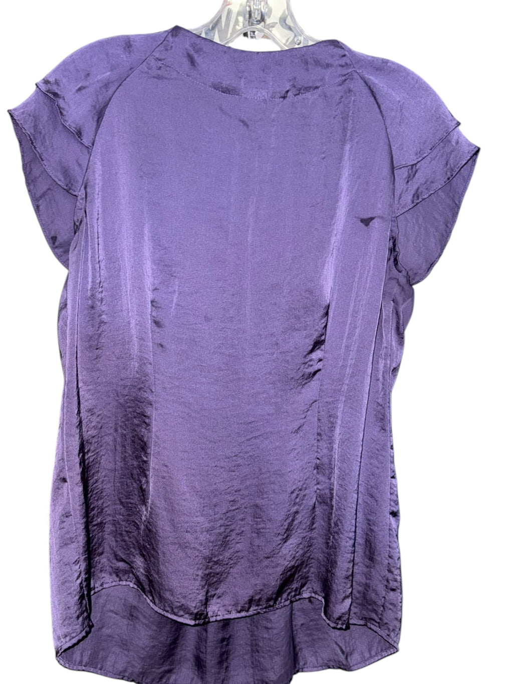 Christopher & Banks Purple Satin Flutter Sleeve Blous