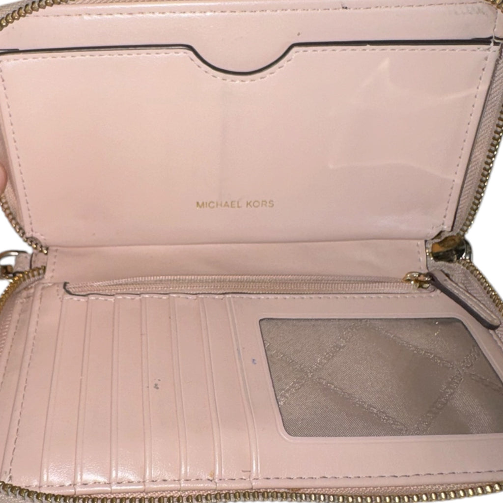Michael Kors 2-Piece Set: Charlotte Saffiano Leather Tote Bag and Jet Set Travel Continental Wallet – Powder Blush Pink