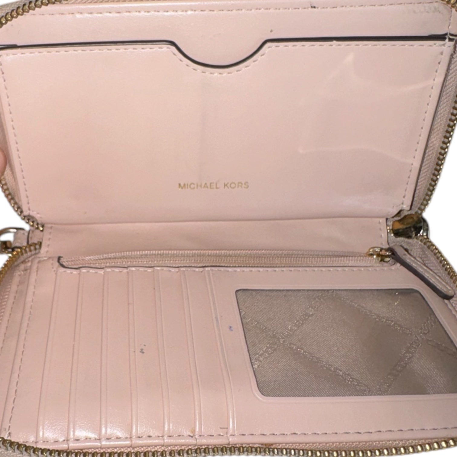 Michael Kors 2-Piece Set: Charlotte Saffiano Leather Tote Bag and Jet Set Travel Continental Wallet – Powder Blush Pink