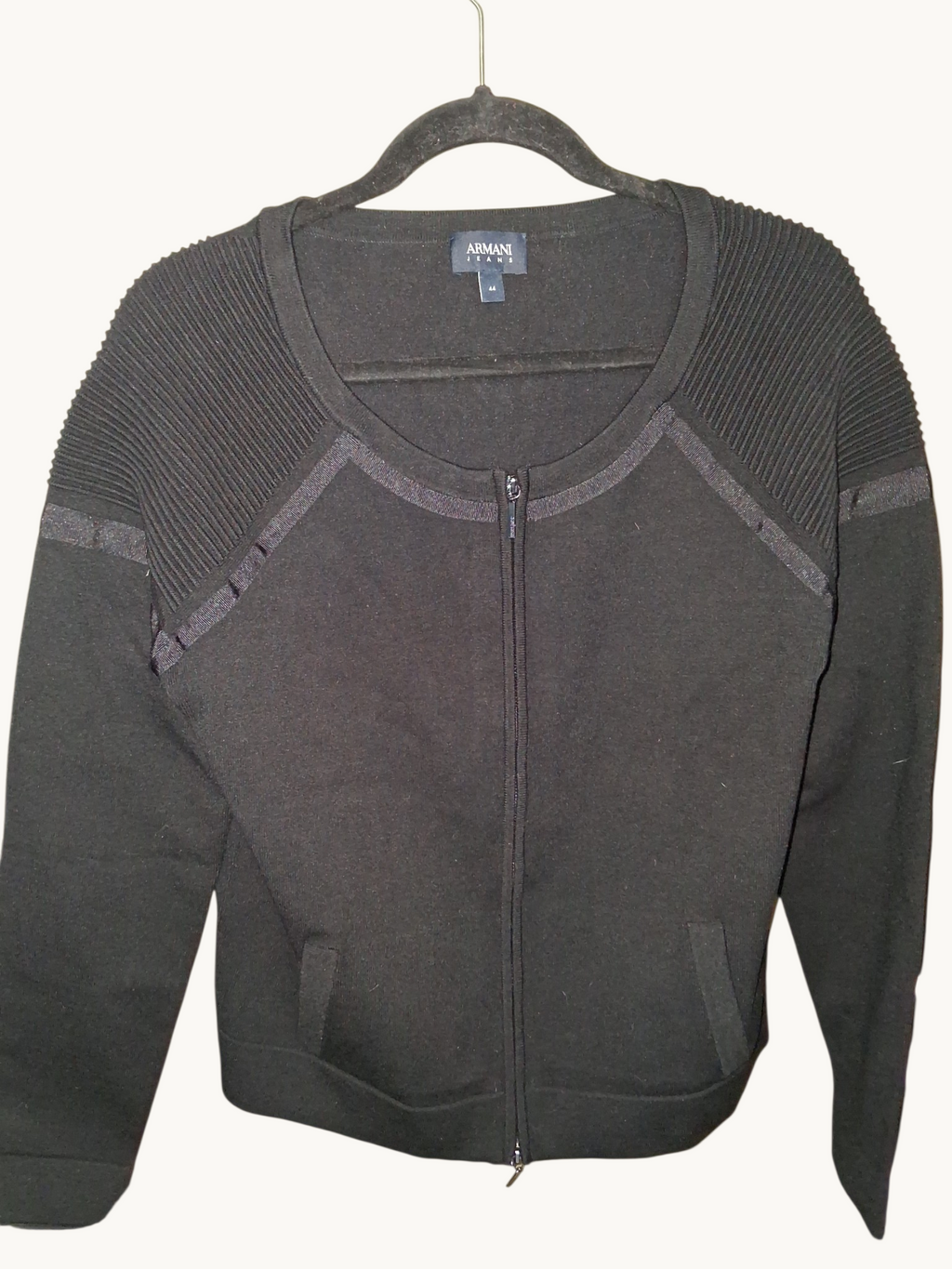 Armani Jeans Black Moto-Inspired Zip-Up Jacket