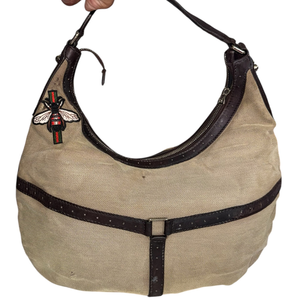 Gucci New Britt GG Canvas Bee Hobo Bag