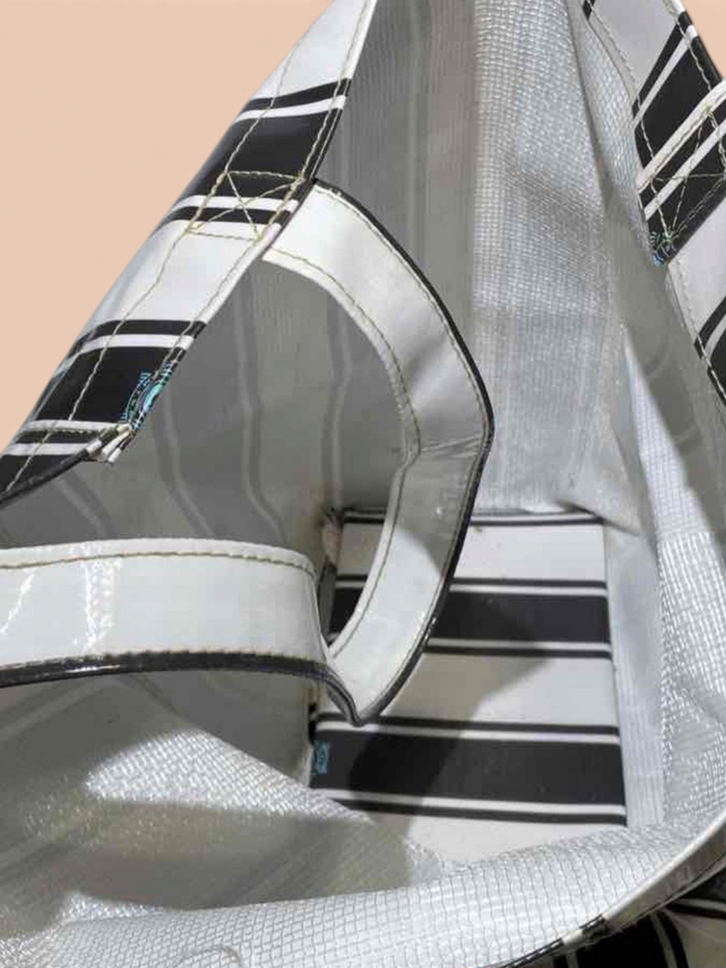 Retired Consuela Black & White Striped Grab N Go Basic Tote