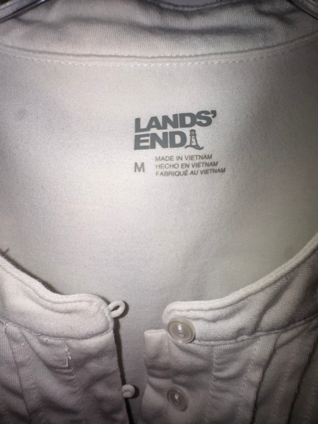 Lands’ End White Pintuck Henley Top