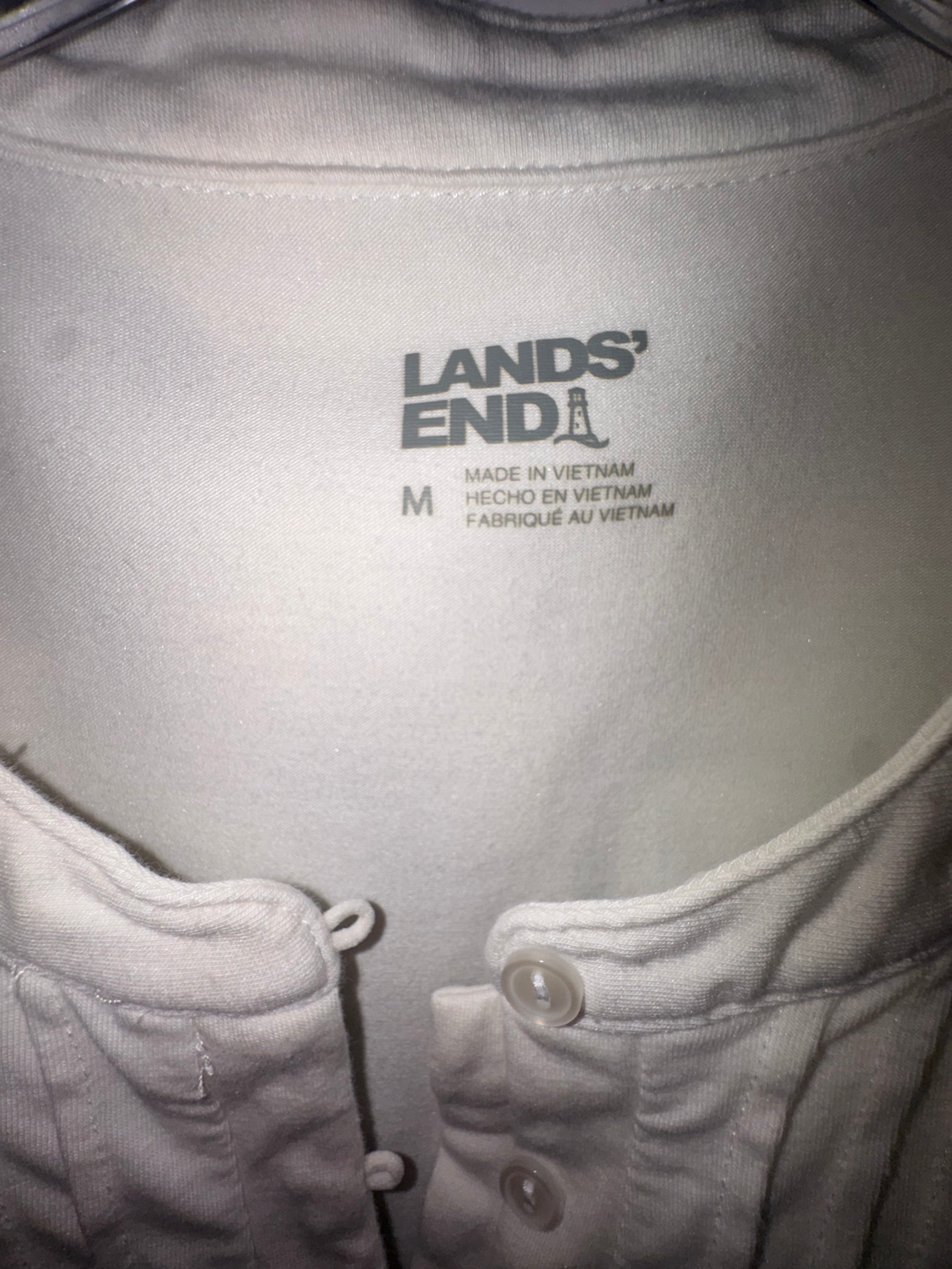 Lands’ End White Pintuck Henley Top