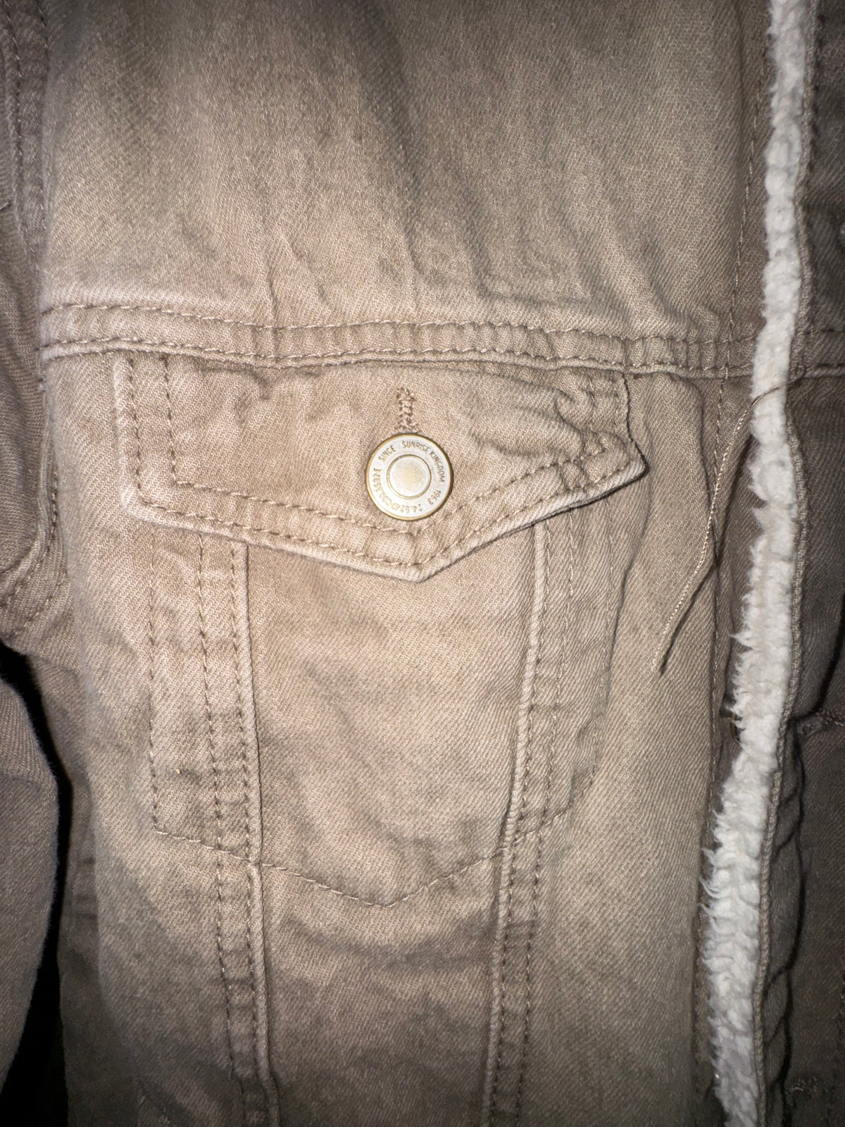 Sunrise Kingdom Tan Sherpa-Lined Trucker Jacket