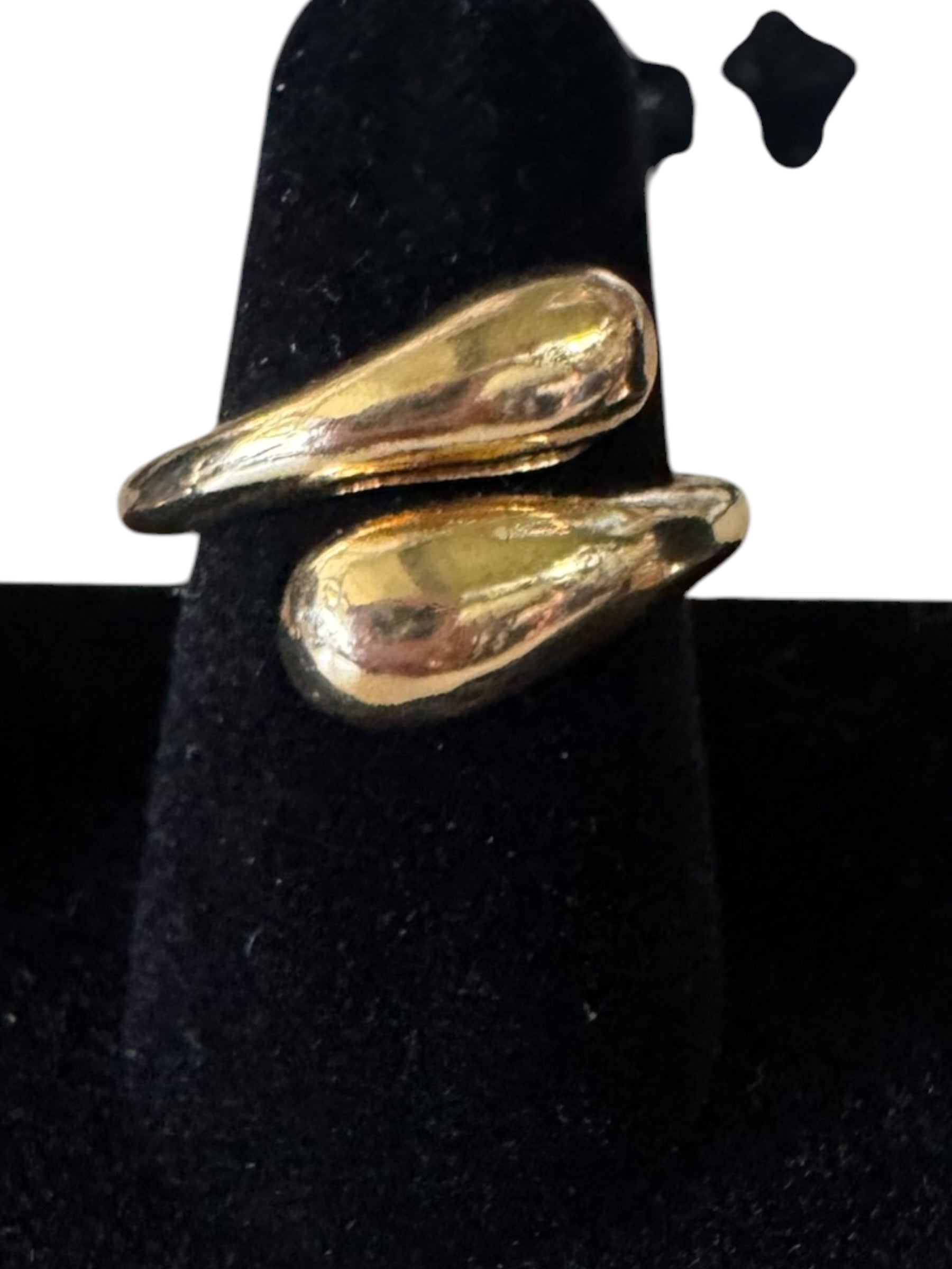 Double Teardrop Gold-Tone Wrap Ring
