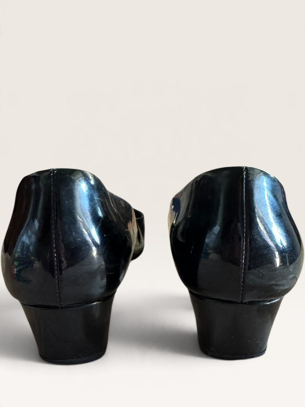 Vintage Prada Patent Leather Square-Toe Logo Pumps