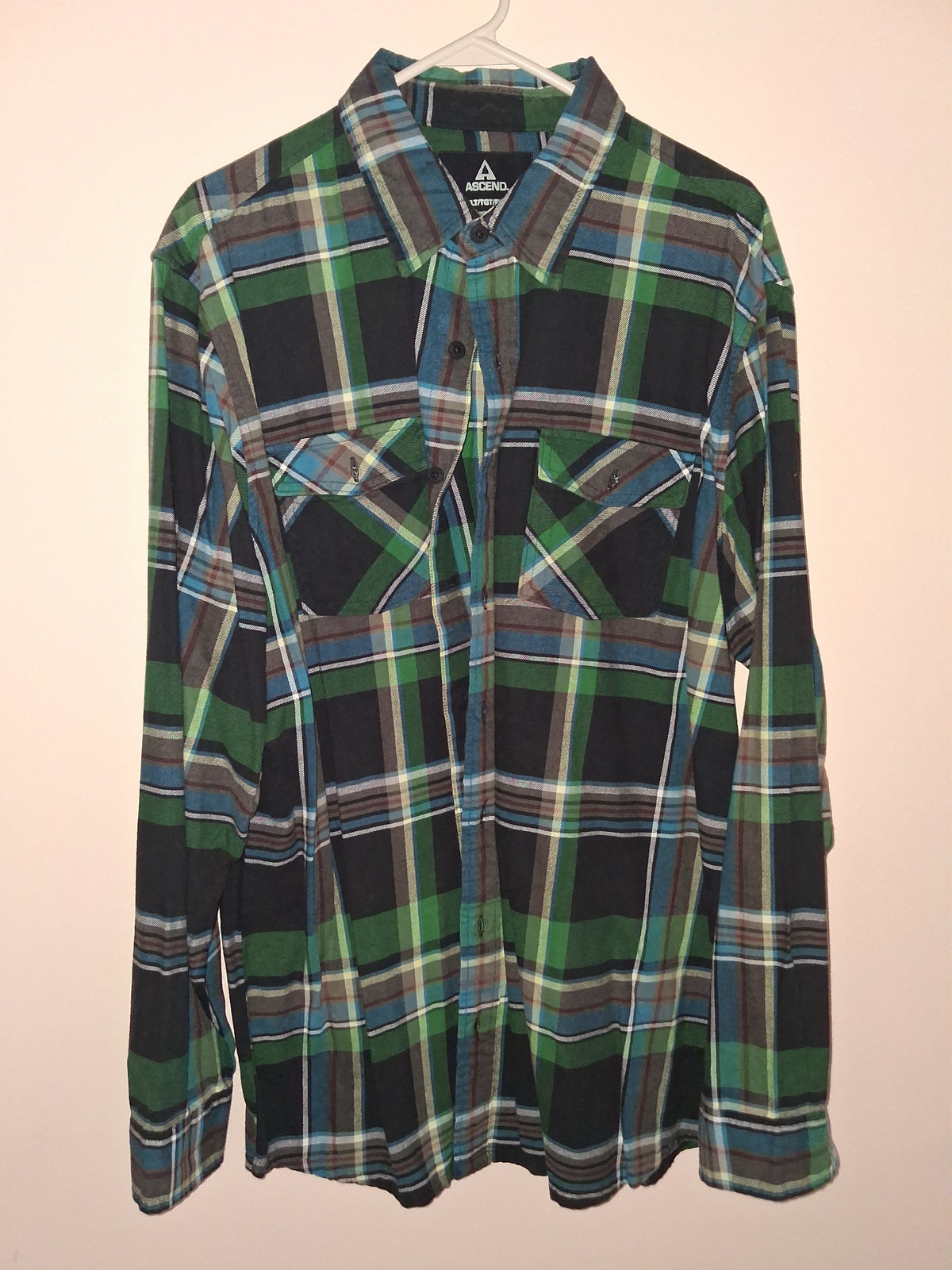 Ascend Green & Blue Plaid Long-Sleeve Shirt