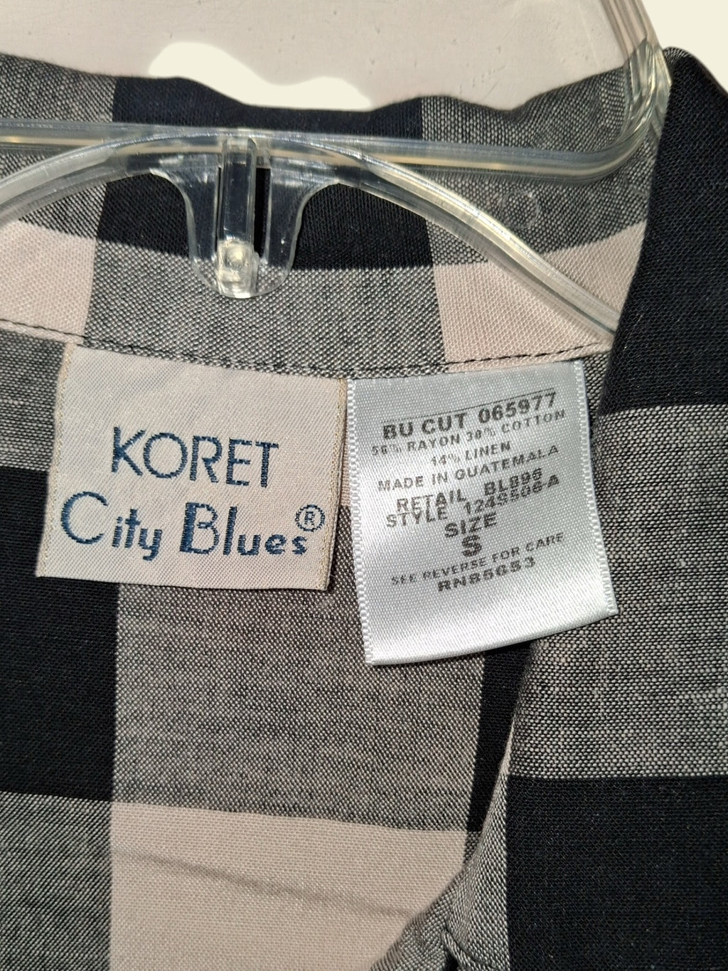 Koret City Blues Black & White Check Blouse