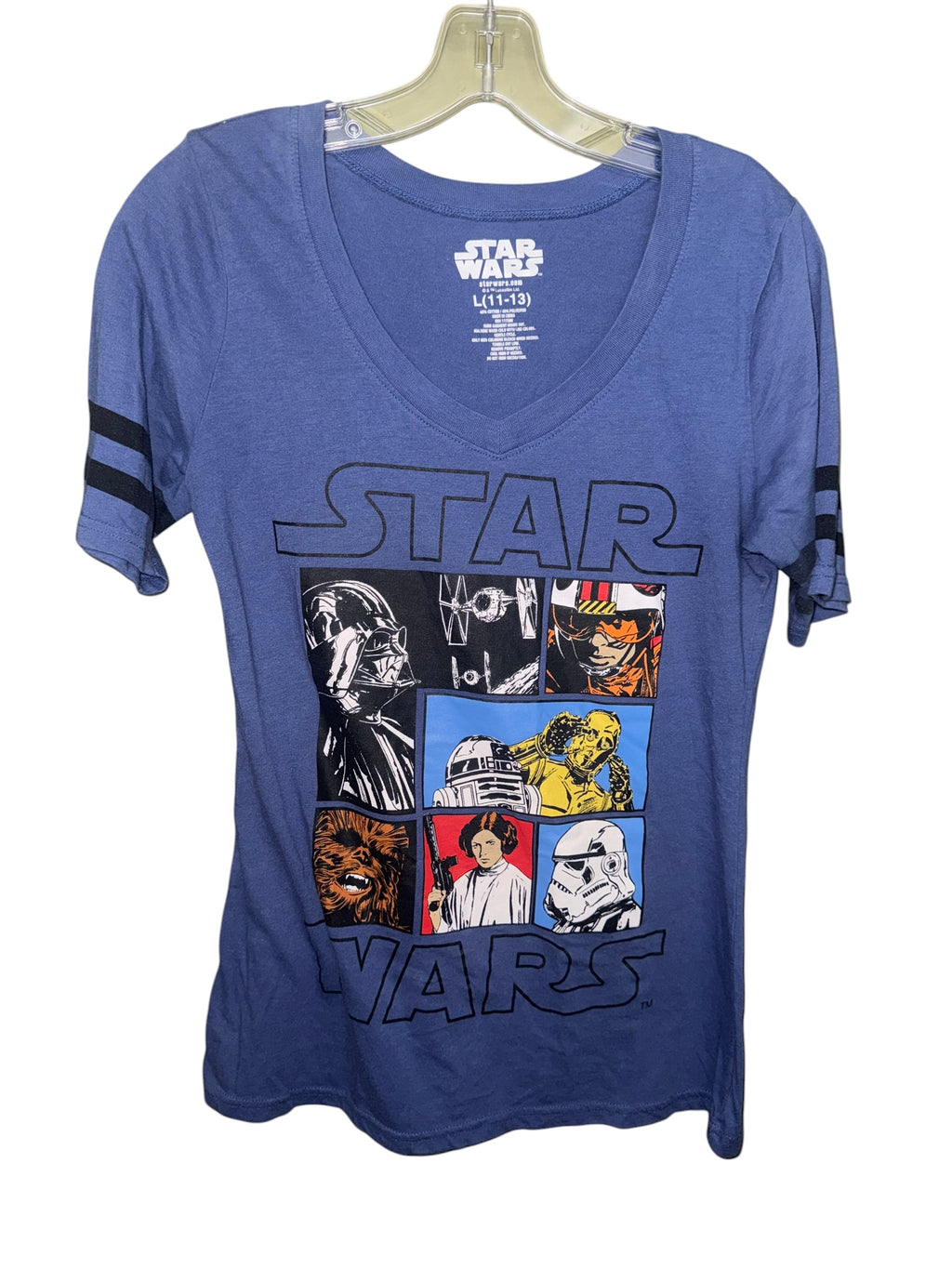 Star Wars Blue Character Graphic V-Neck T-Shirt