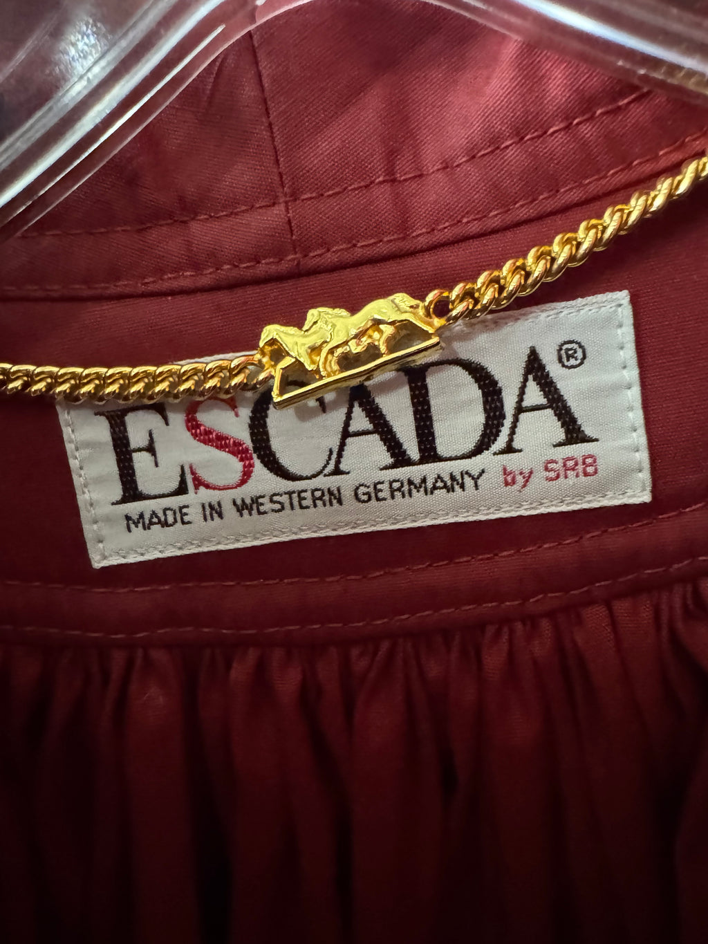 Vintage ESCADA by SRB Burgundy Trench Coat Jacket Made in Western Germany
