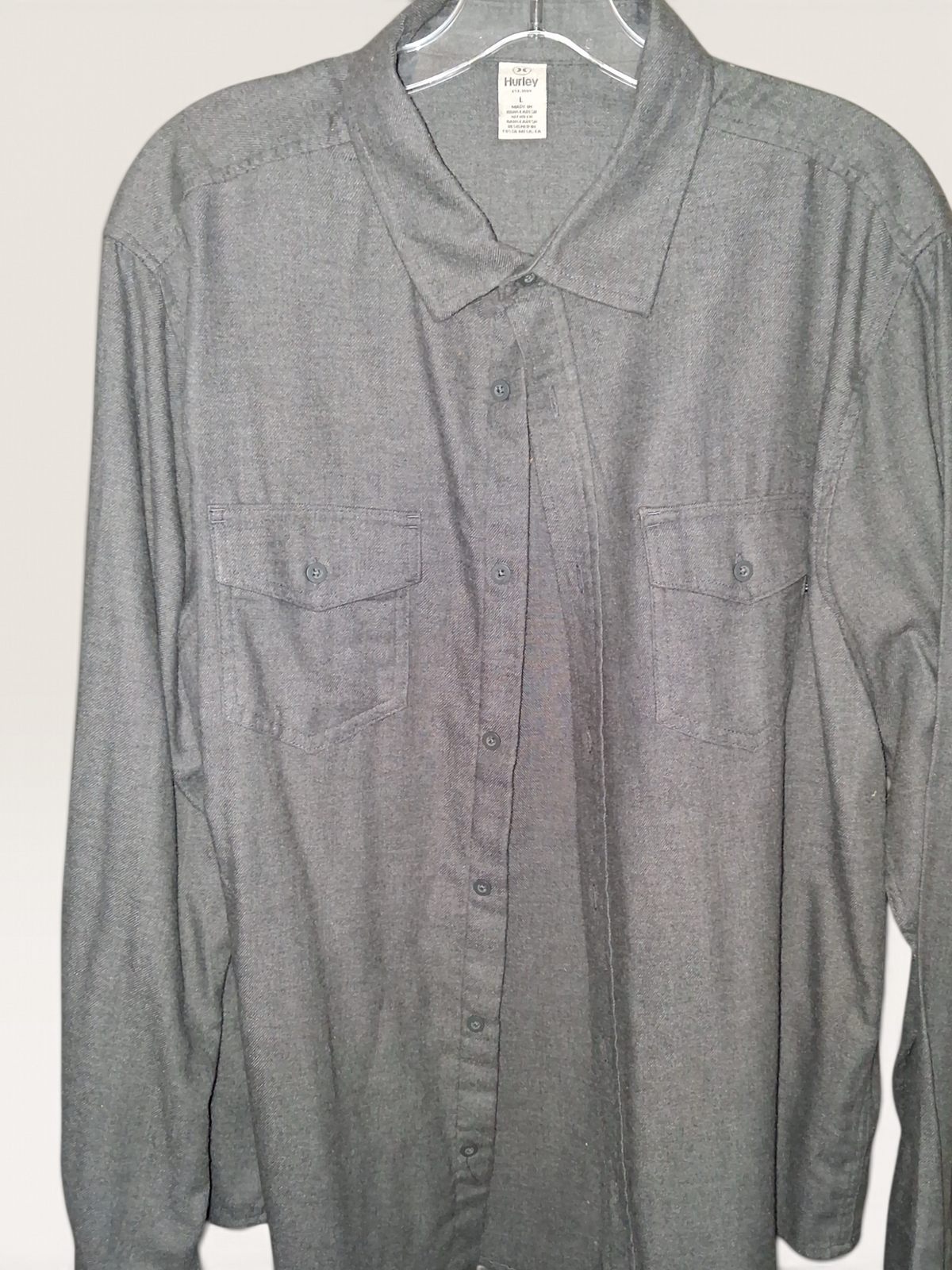 Hurley Men's Solid Gray Flannel / Button-Down Shirt