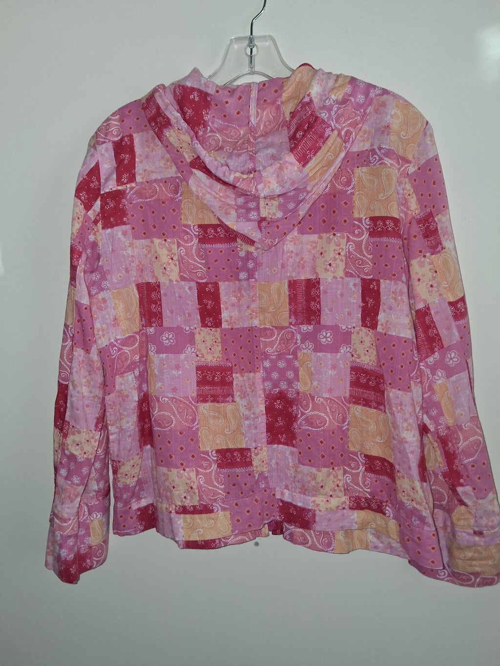 Christopher & Banks Pink Patchwork-Print Zip Hoodie
