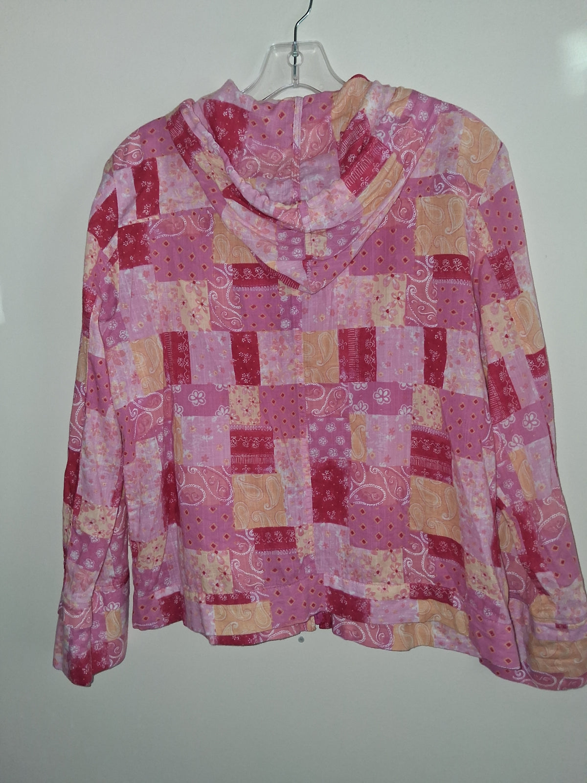 Christopher & Banks Pink Patchwork-Print Zip Hoodie
