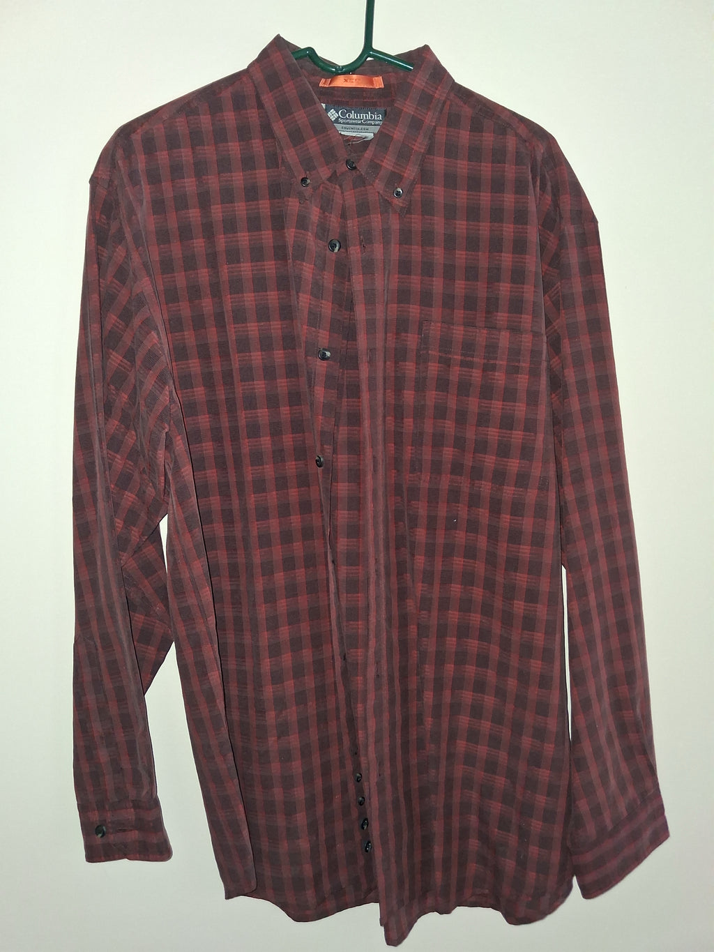 Columbia XCO Rust Red Plaid Long-Sleeve Button-Down Shirt
