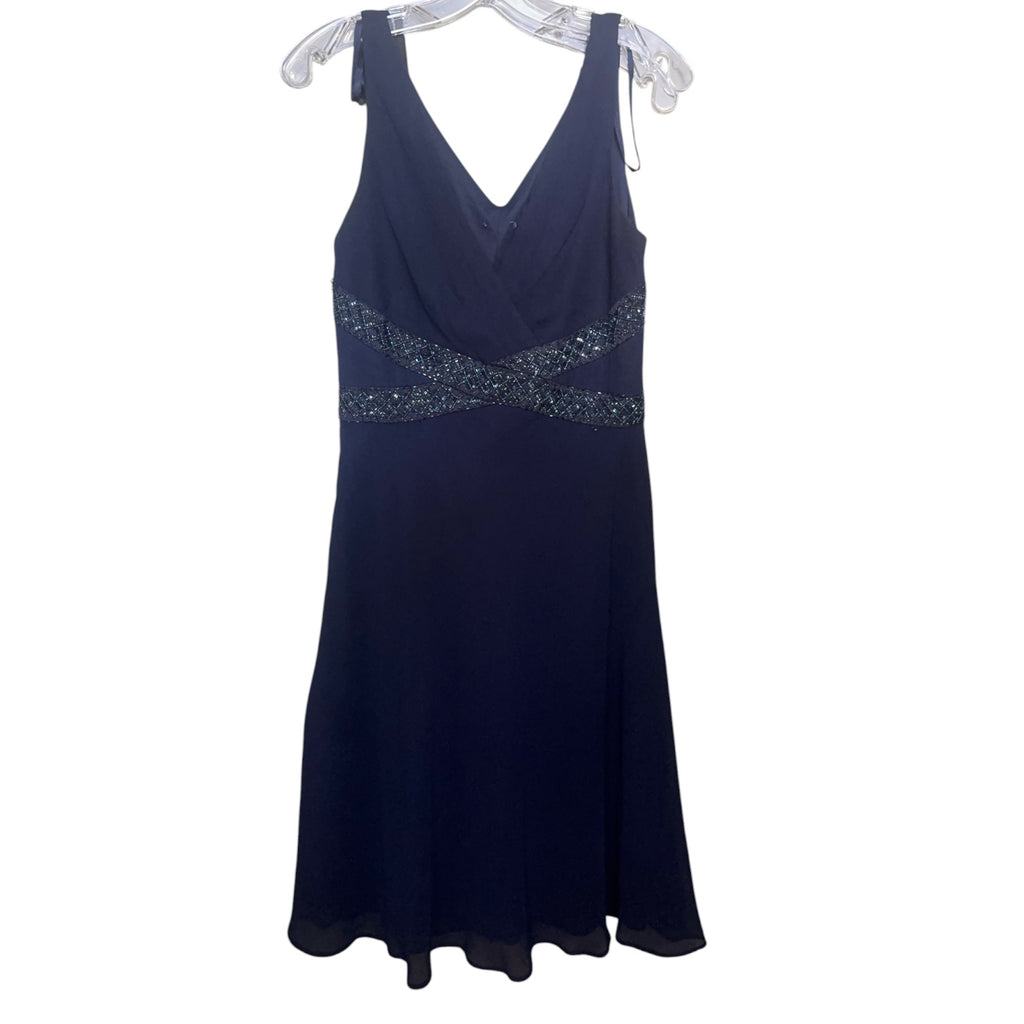 Navy Sleaveless Beaded Dress