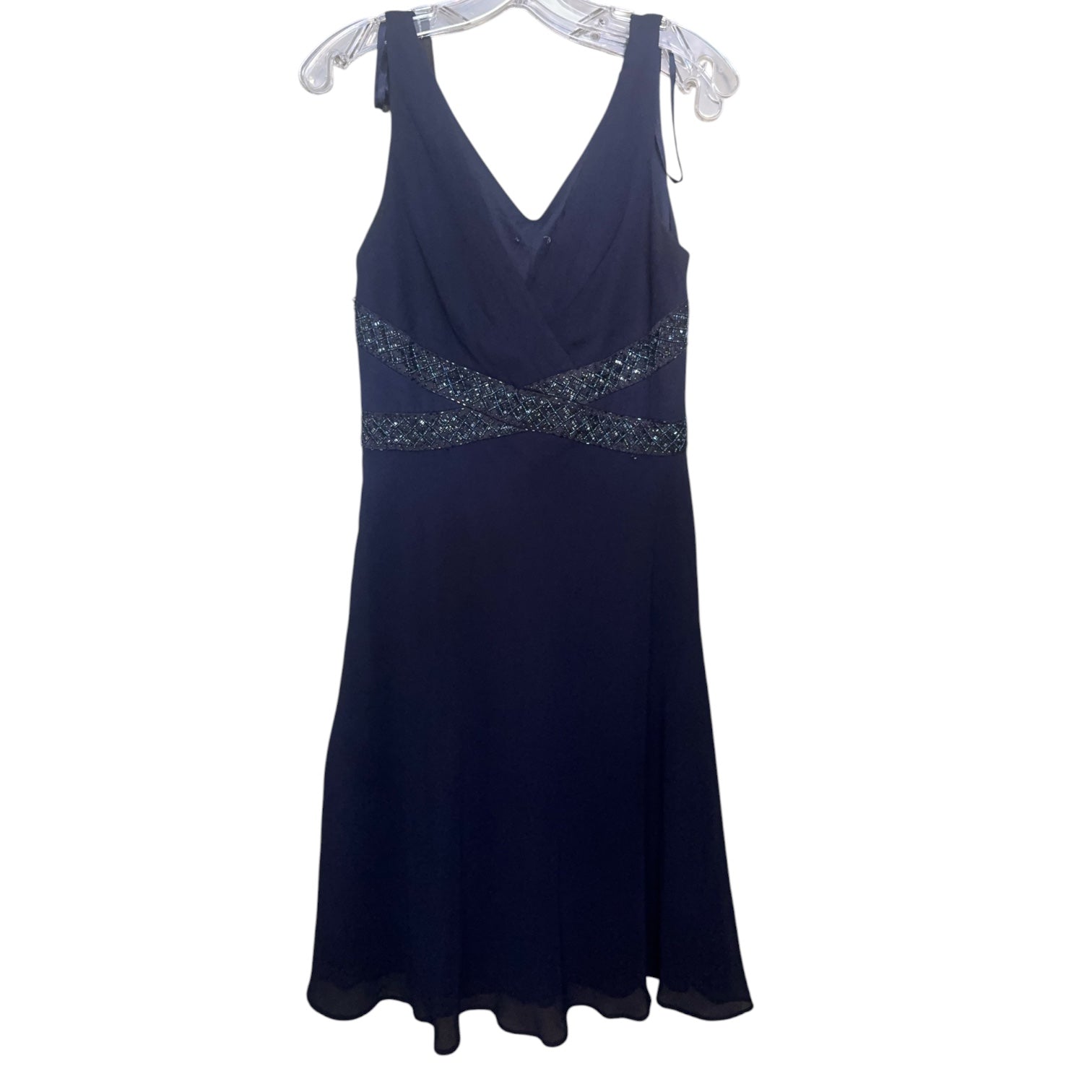 Navy Sleaveless Beaded Dress