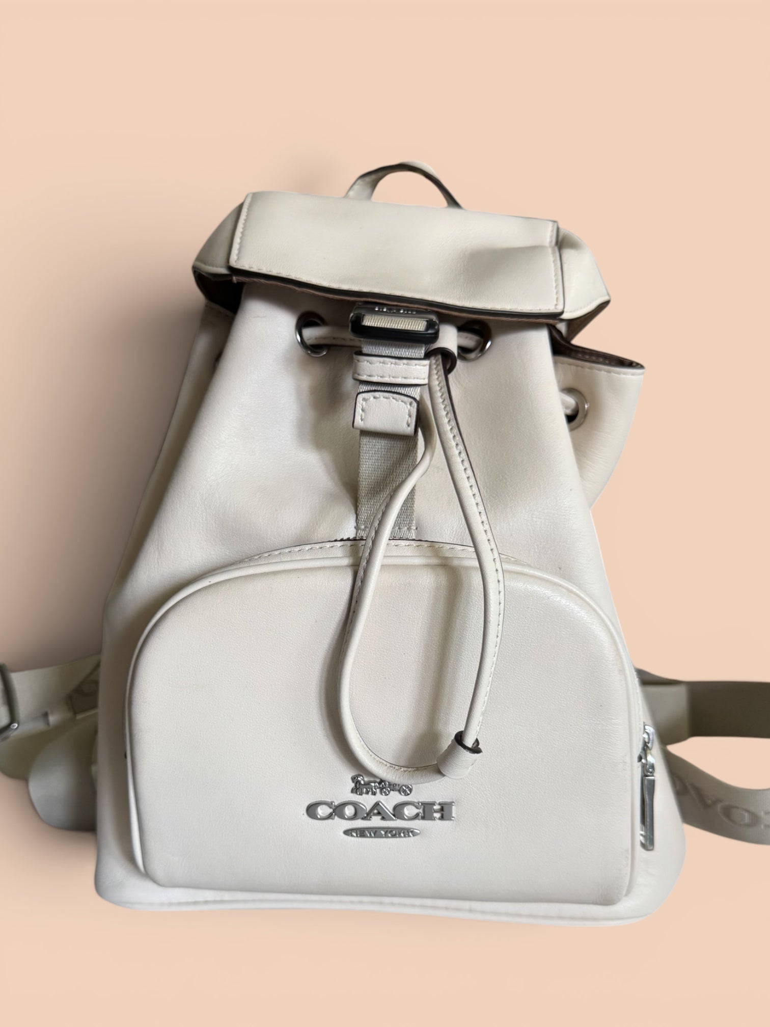 COACH Pace Backpack in Refined Calf Leather – Chalk / White (Style CR100)