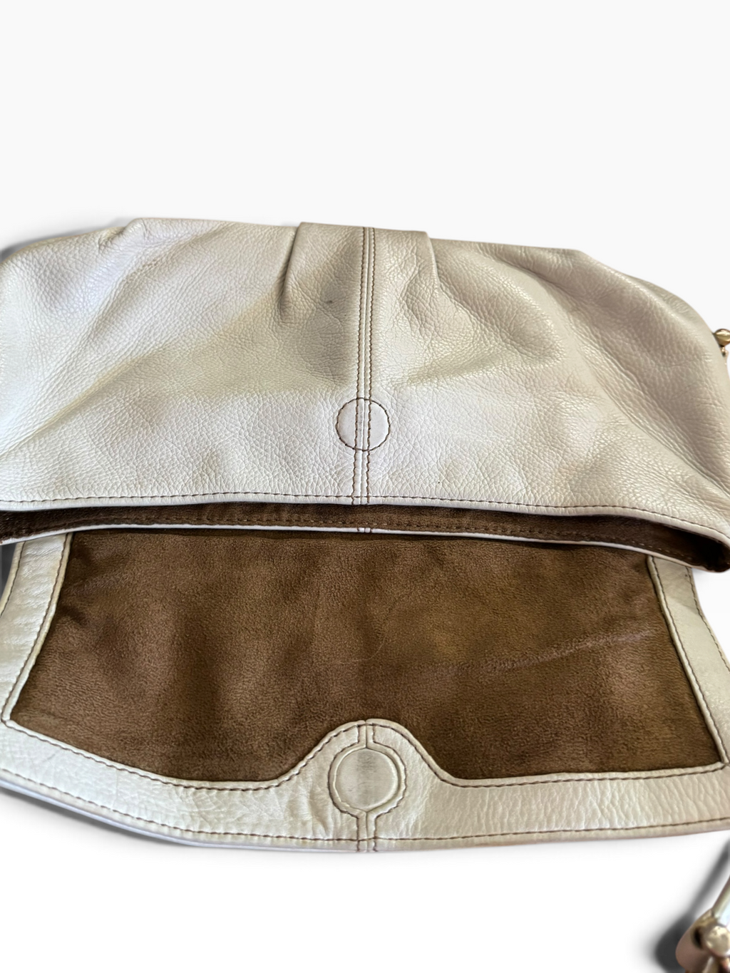 Level 5 Italy White Pebbled Leather Shoulder Bag