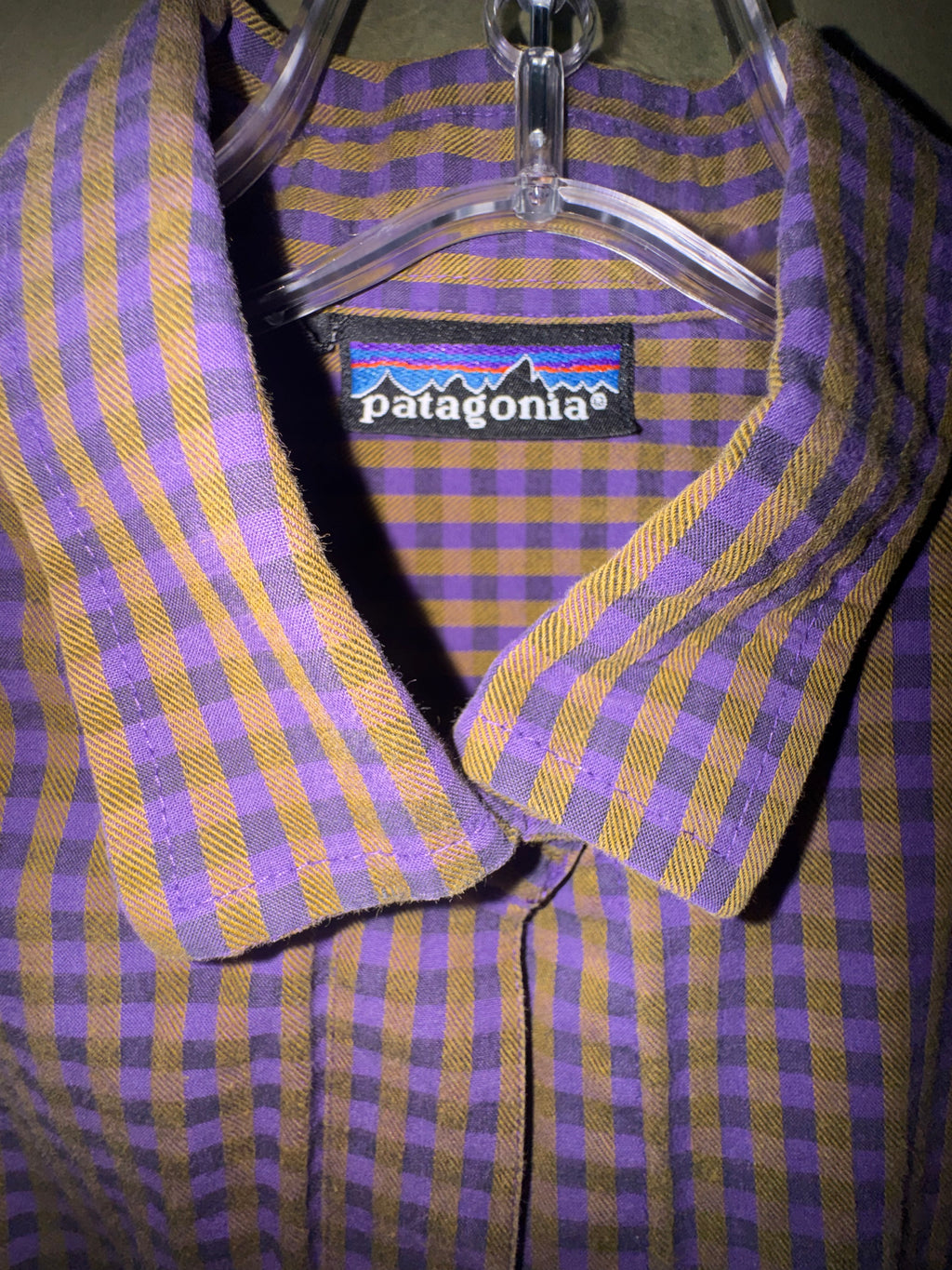 Patagonia Purple and Brown Check Button-Up Shirt