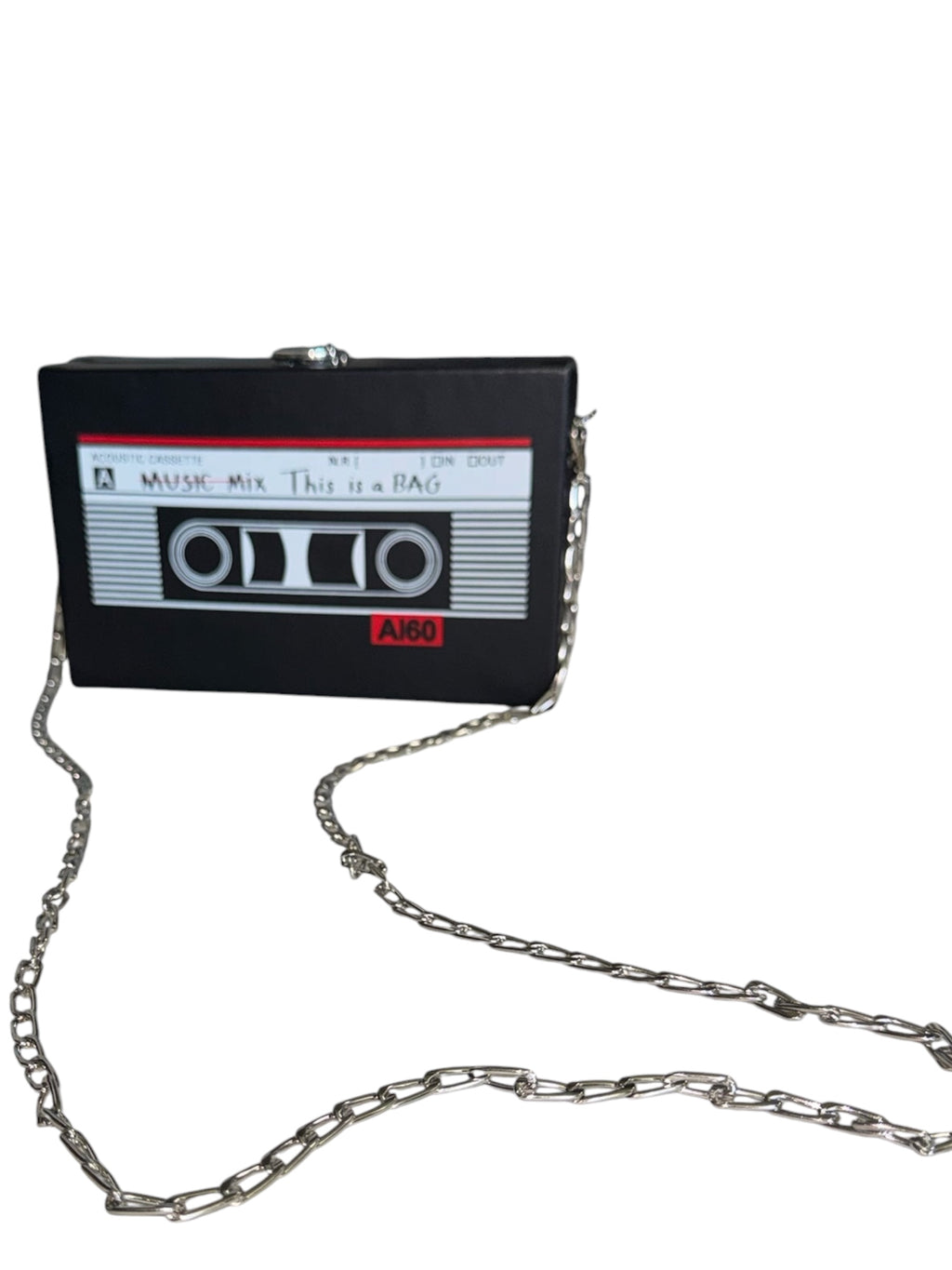 Novelty Cassette Tape Shaped Hard Shell Crossbody Bag