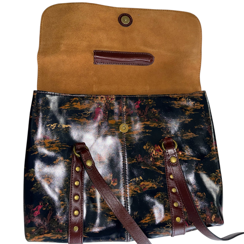Patricia Nash Vintage Equestrian Tapestry Tote Bag – Leather Trim & Brass Studs