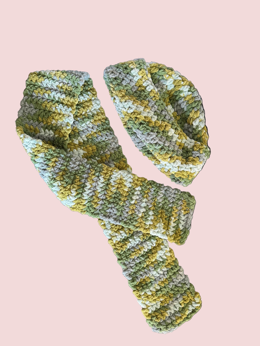 Green & Gold Chunky Knit Beanie and Scarf Set