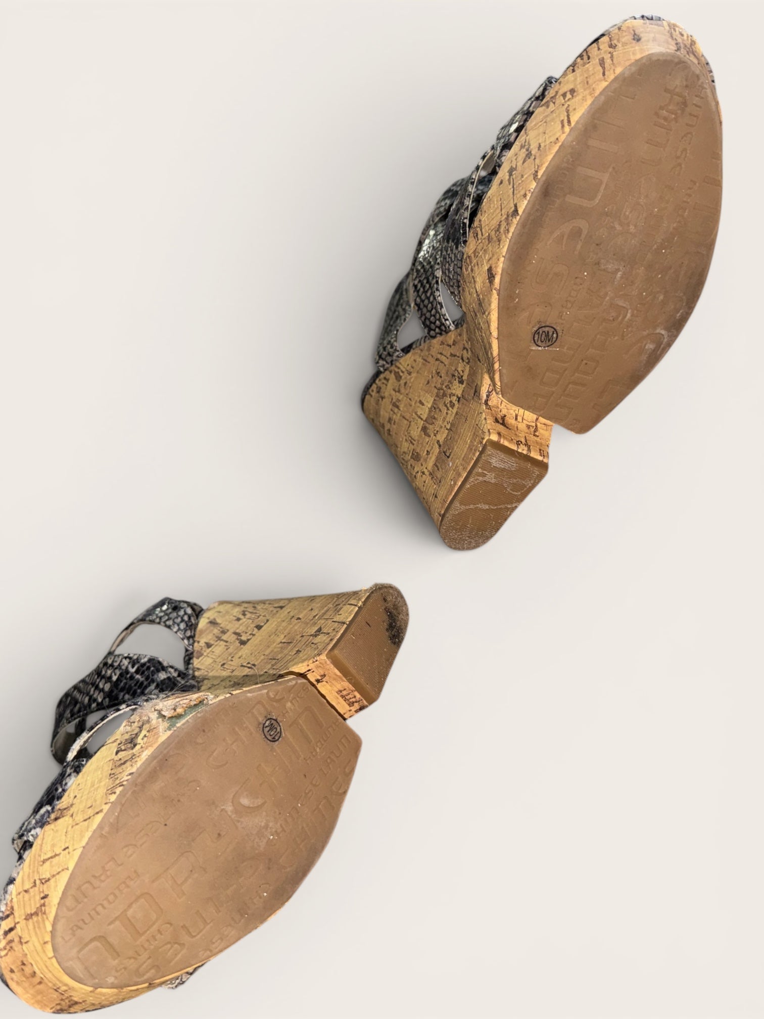 Chinese Laundry Snake Print Cork Wedge Sandals