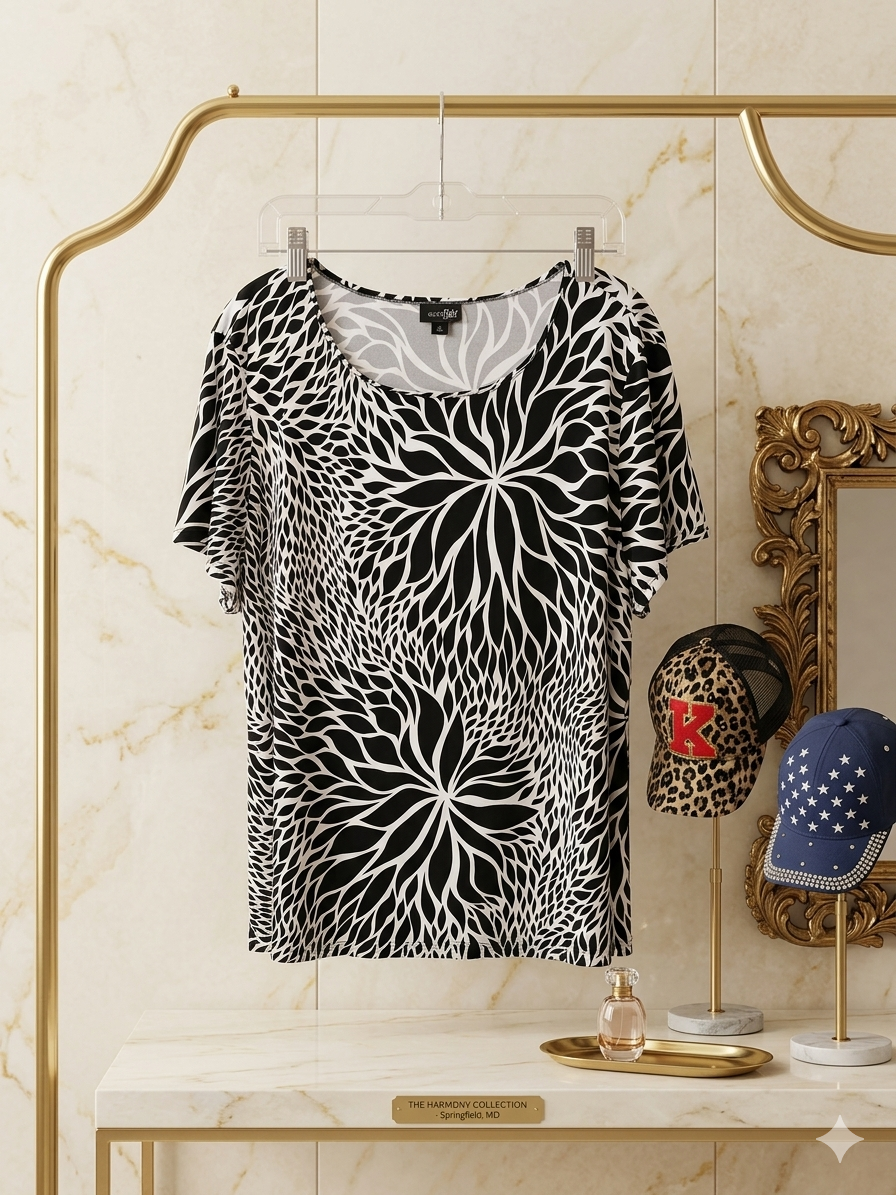 East 5th Black & White Floral Burst Blouse