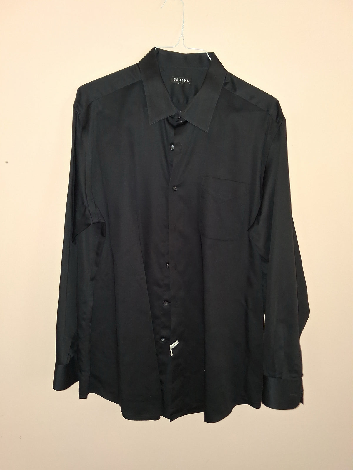 George Men's Solid Black Long Sleeve Dress Shirt