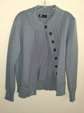Kancy Kole Slate Blue Cable-Trim Cardigan Sweater