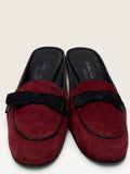Salvatore Ferragamo Boutique Burgundy Suede Bow Mules