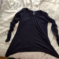 Bunched sleeve black asymmetrical top