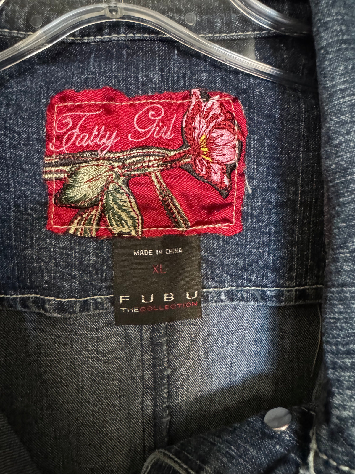 FUBU Fatty Girl Floral Embellished Denim Jacket