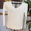 J. Jill Classic White V-Neck Long Sleeve Top
