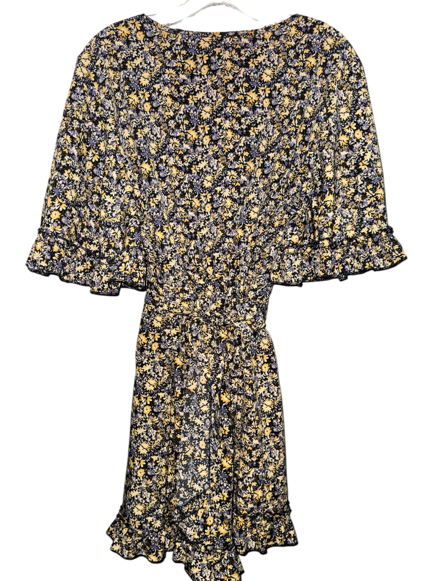 Black, Yellow & Blue Floral Ruffle Romper