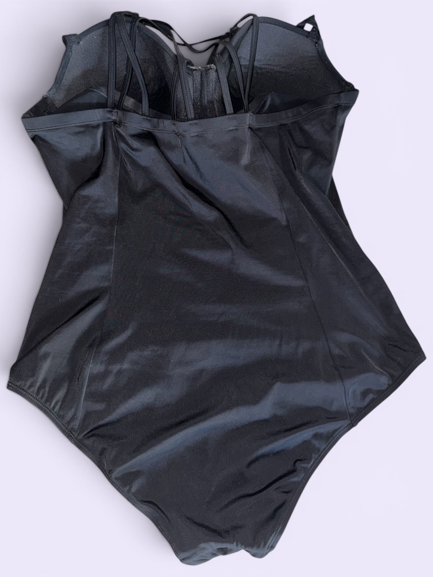 Torrid Black Ruched Strappy Underwire One-Piece Swimsuit - Size 2 DD/F