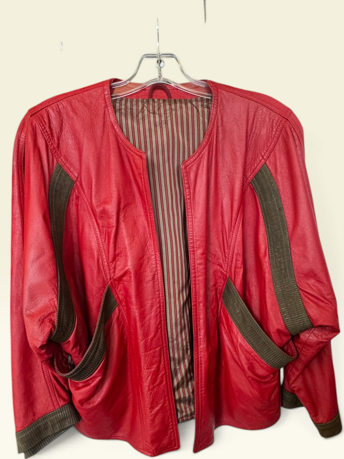 Vintage Re Artù Michael Jackson–Style Red Leather Statement Jacket